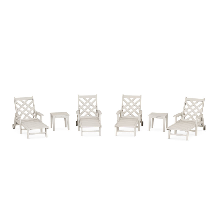 POLYWOOD Wovendale 6-Piece Chaise Set with Arms and Wheels in Sand