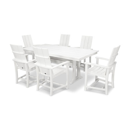 POLYWOOD Adirondack 7-Piece Farmhouse Dining Set in White