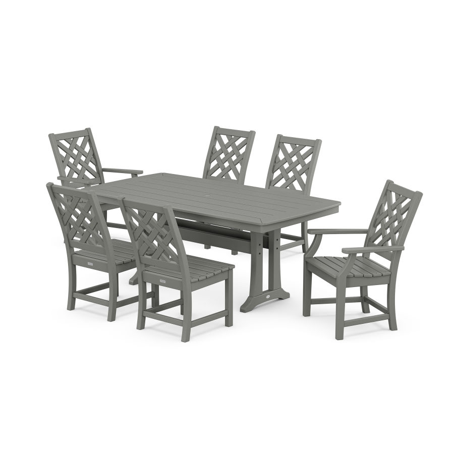 POLYWOOD Wovendale 7-Piece Dining Set with Trestle Legs in Slate Grey