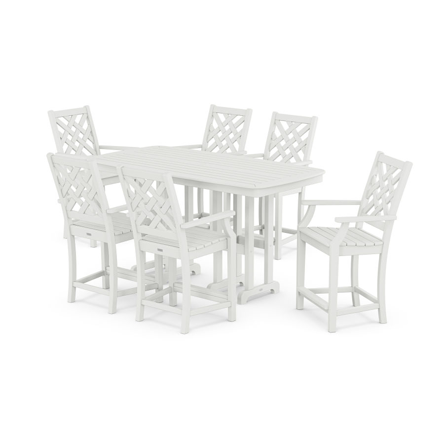 POLYWOOD Wovendale Arm Chair 7-Piece Counter Set in White