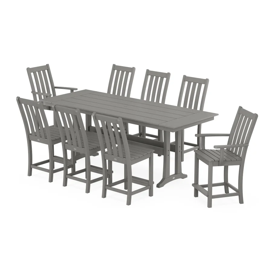 POLYWOOD Vineyard 9-Piece Farmhouse Counter Set with Trestle Legs