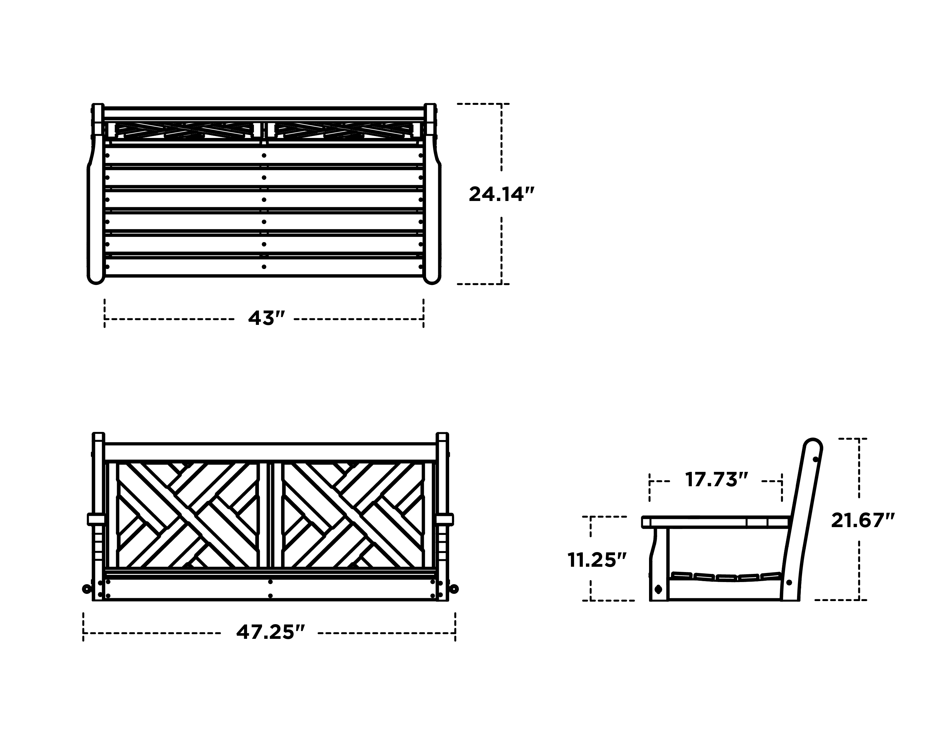 Dimensions for Chippendale 48" Swing