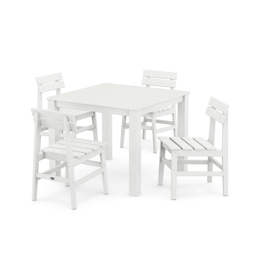 POLYWOOD Modern Studio Plaza Chair 5-Piece Parsons Dining Set in White