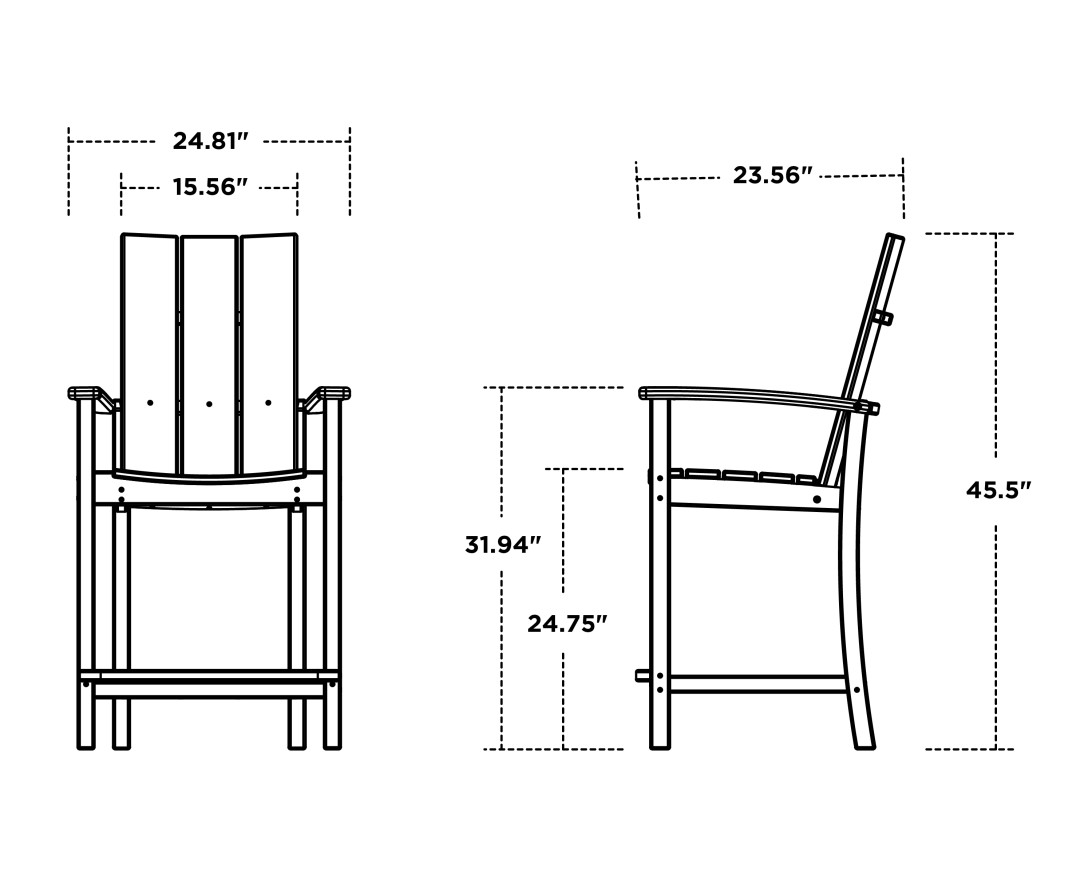 Dimensions for Modern Adirondack Counter Chair
