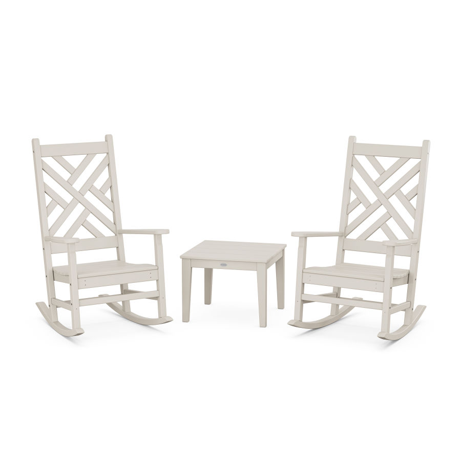 POLYWOOD Chippendale 3-Piece Rocking Chair Set in Sand