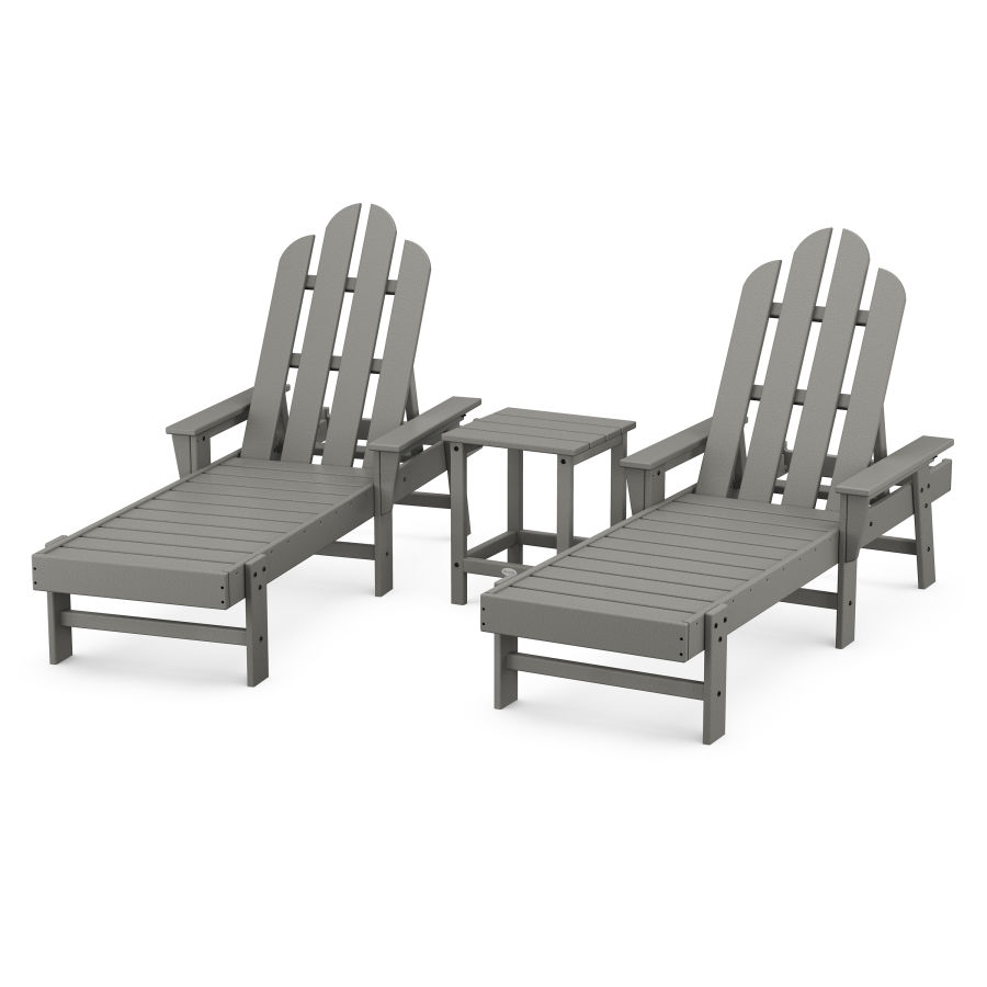 POLYWOOD Long Island Chaise 3-Piece Set in Slate Grey
