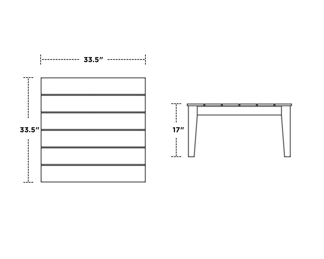 Dimensions for Newport 36" Conversation Table