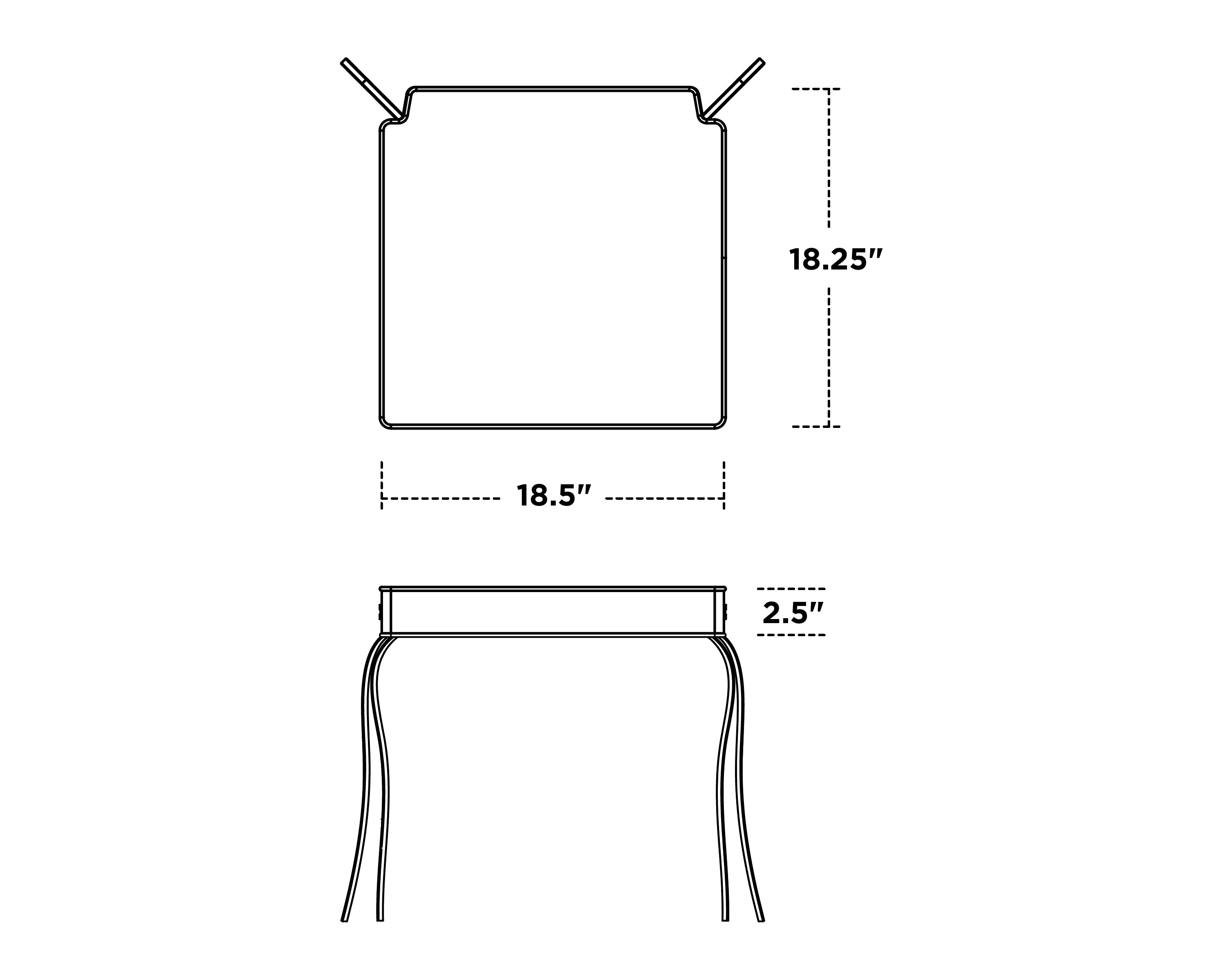 Dimensions for Acadia Dining Side Seat Cushion
