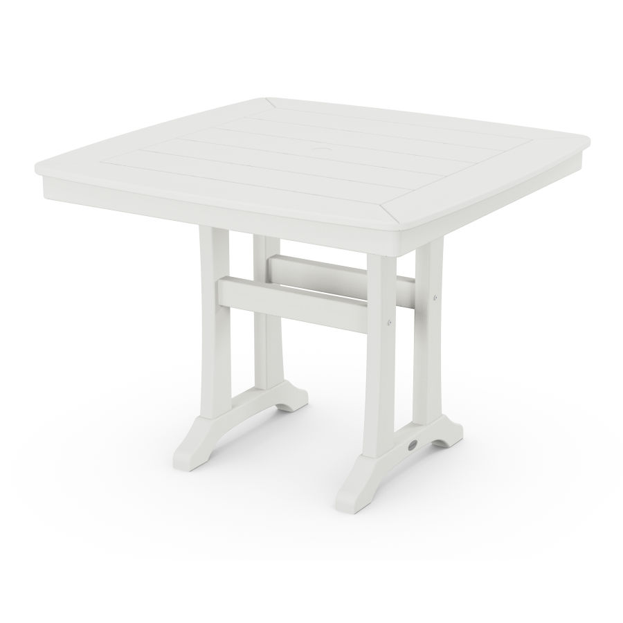 POLYWOOD Nautical Trestle 37" Dining Table in Vintage White