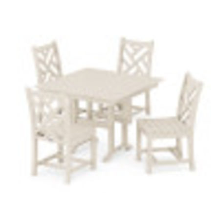 Chippendale Side Chair 5-Piece Farmhouse Dining Set in Sand