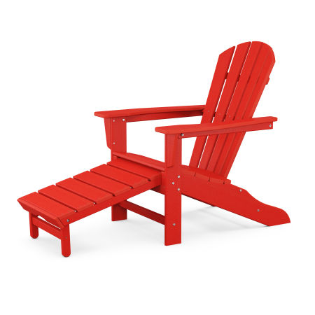 POLYWOOD Adirondack with Hideaway Ottoman in Sunset Red