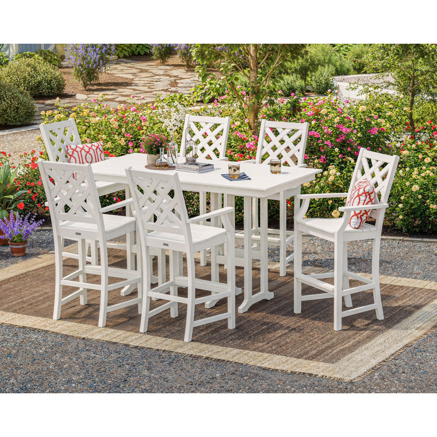 Wovendale Arm Chair 7-Piece Farmhouse Bar Set