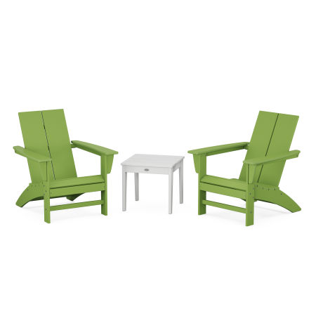 POLYWOOD Country Living Modern Adirondack Chair 3-Piece Set in Lime