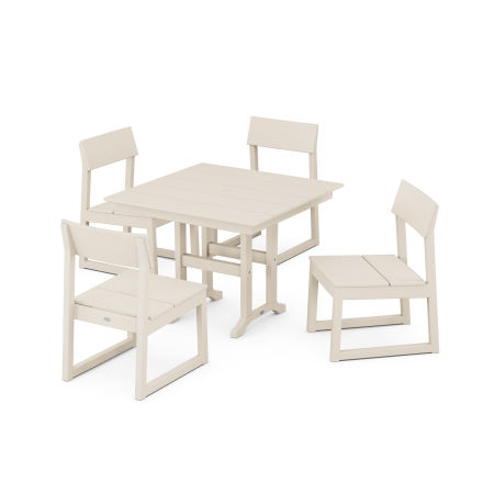 POLYWOOD EDGE Side Chair 5-Piece Farmhouse Dining Set in Sand