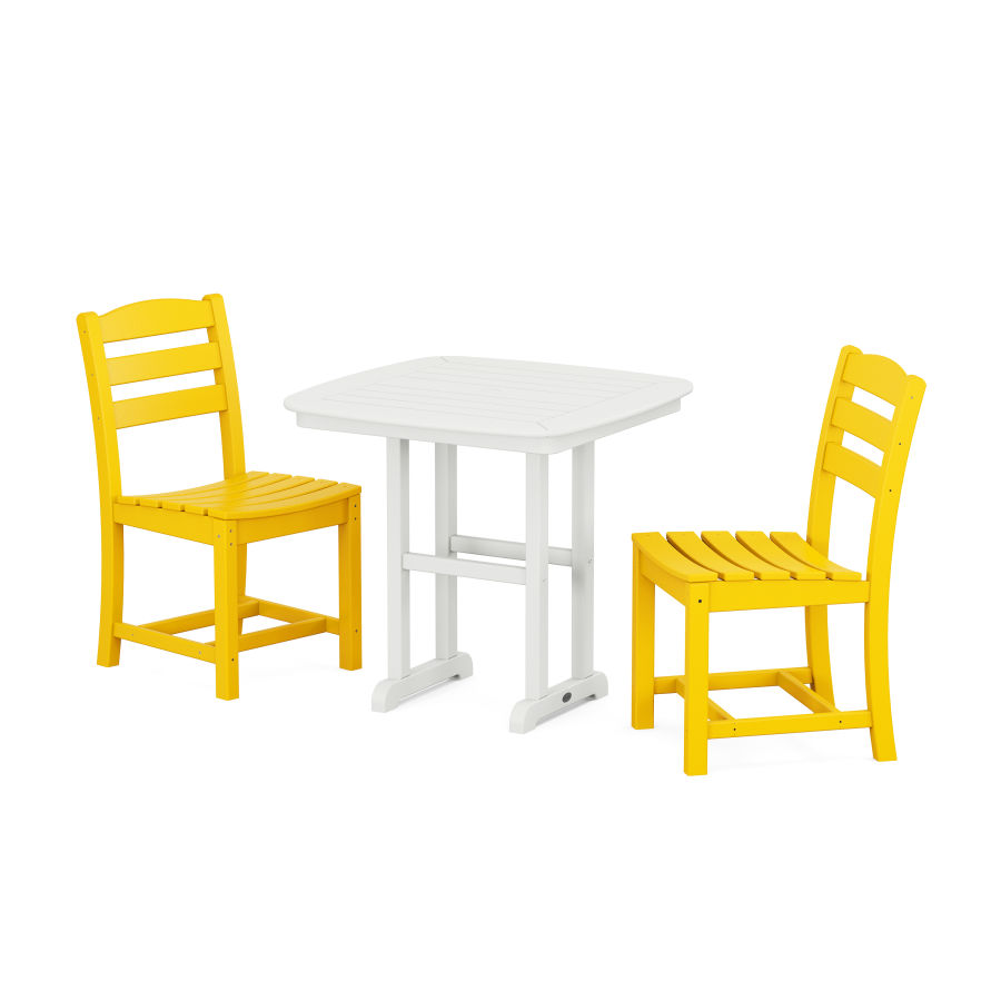 POLYWOOD La Casa Café Side Chair 3-Piece Dining Set in Lemon / White
