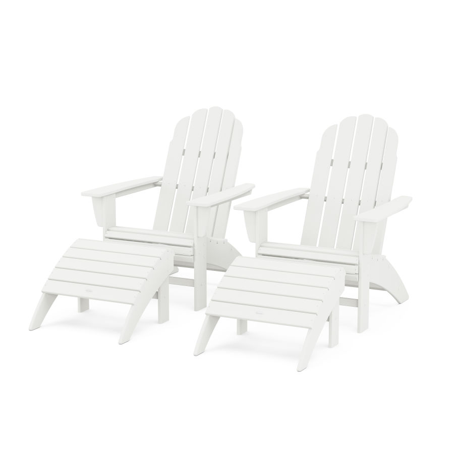 POLYWOOD Vineyard Curveback Adirondack Chair 4-Piece Set with Ottomans in Vintage White