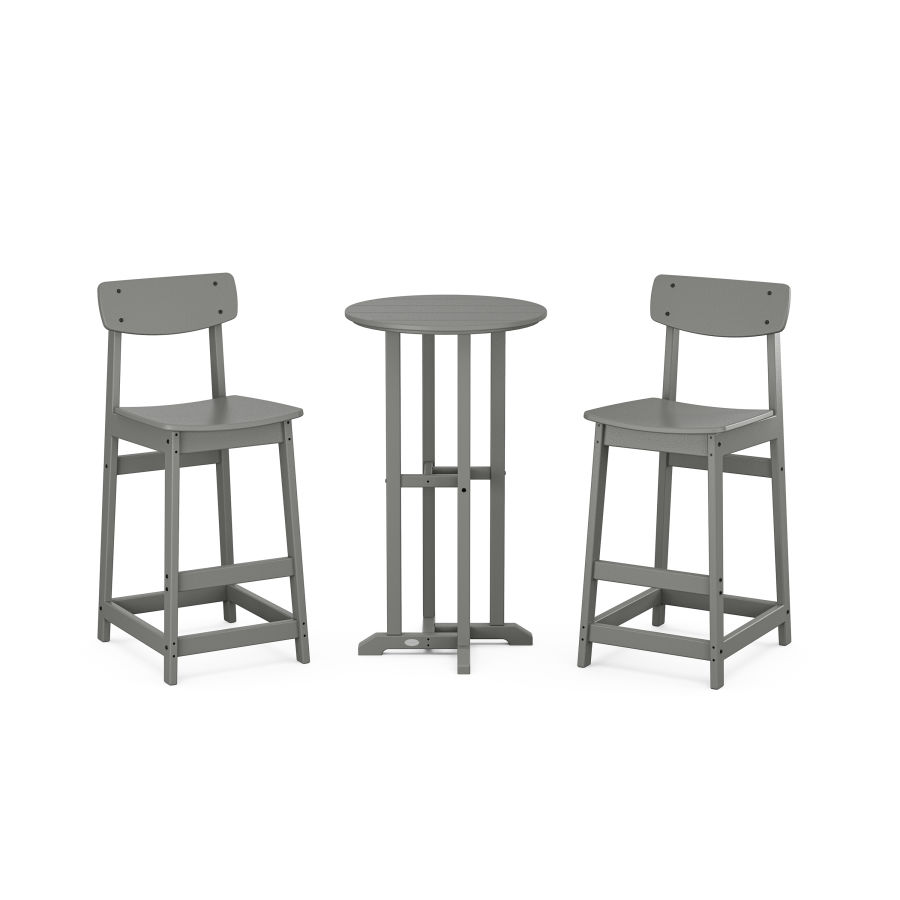 POLYWOOD Modern Studio Urban Bar Chair 3-Piece Bistro Set in Slate Grey