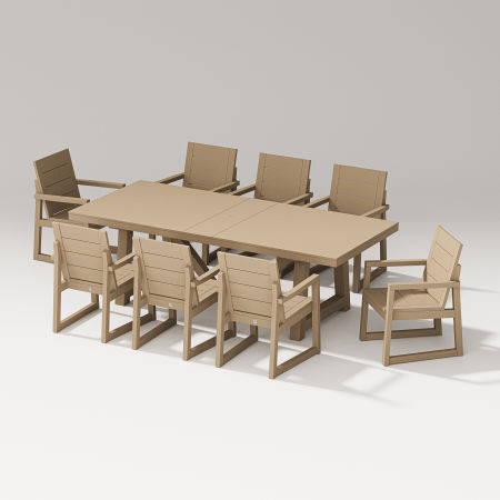 POLYWOOD Elevate 9-Piece A-Frame Table Dining Set in Vintage Sahara