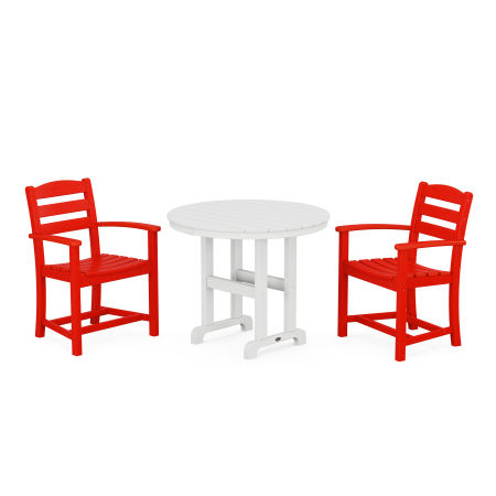 La Casa Café 3-Piece Round Dining Set in Sunset Red