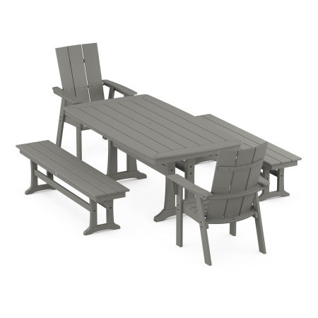 POLYWOOD Modern Adirondack 5-Piece Dining Set with Trestle Legs