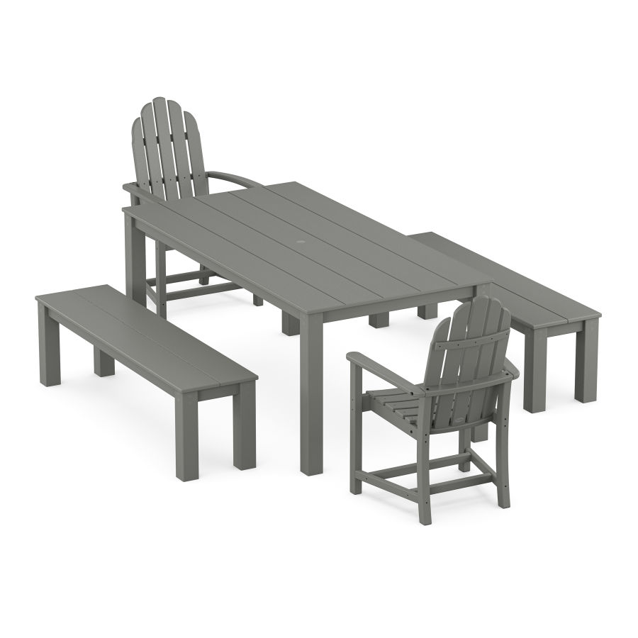 POLYWOOD Classic Adirondack 5-Piece Parsons Dining Set with Benches