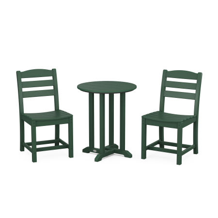La Casa Café Side Chair 3-Piece Round Dining Set in Green