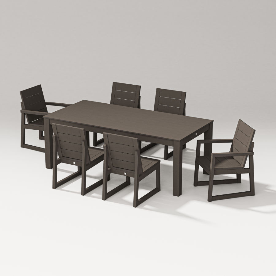 POLYWOOD Elevate 7-Piece Parsons Table Dining Set in Vintage Coffee