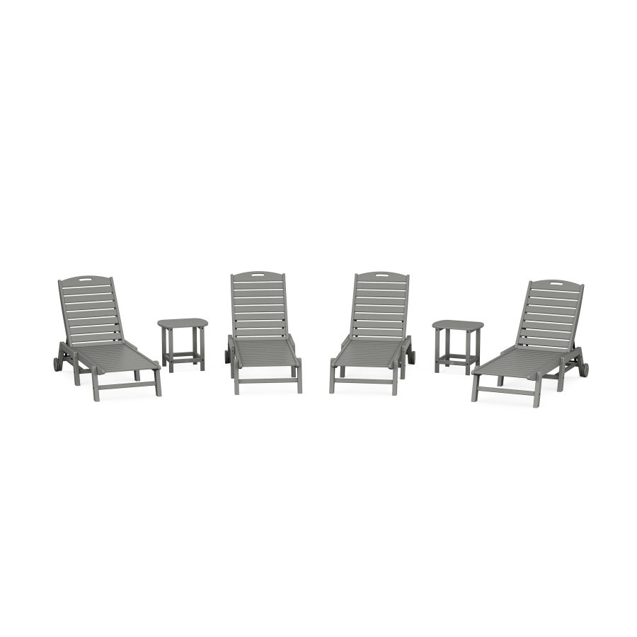 POLYWOOD Nautical Chaise 6-Piece Set with Wheels