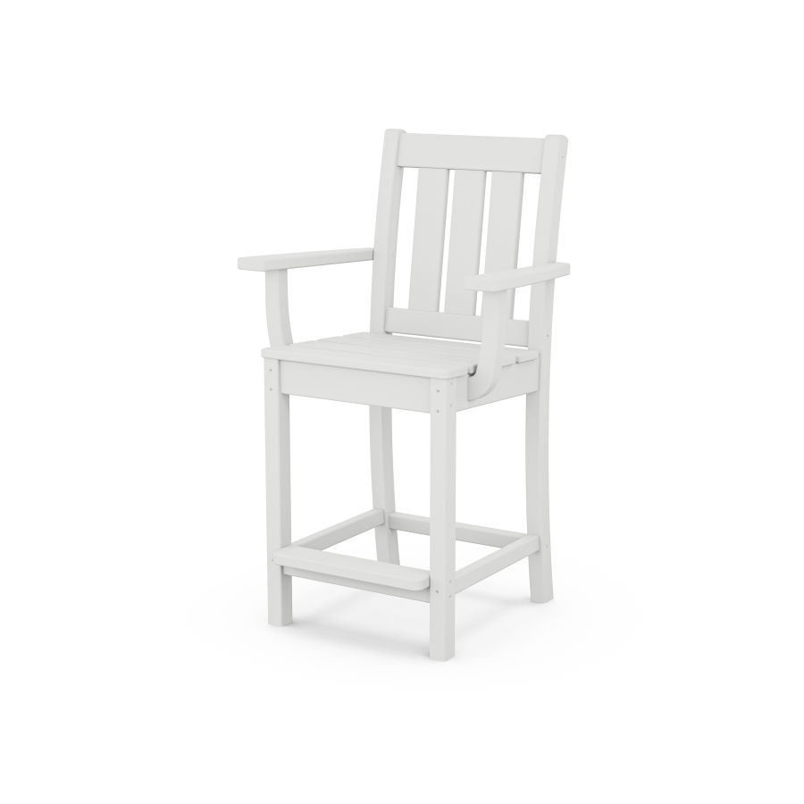 POLYWOOD Oxford Counter Arm Chair in White