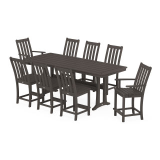 Vineyard 9-Piece Counter Set with Trestle Legs in Vintage Finish
