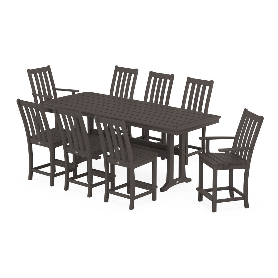 POLYWOOD Vineyard 9-Piece Counter Set with Trestle Legs in Vintage Finish