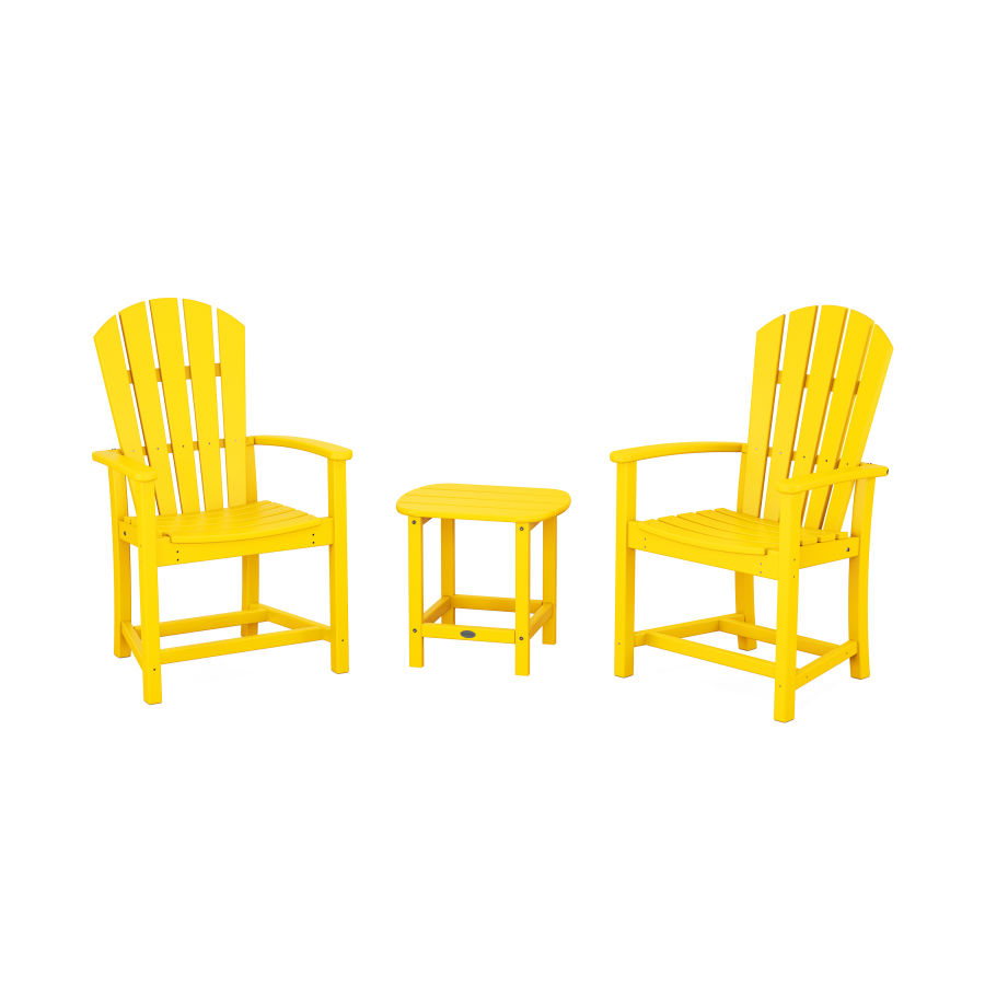 POLYWOOD Palm Coast 3-Piece Upright Adirondack Chair Set in Lemon