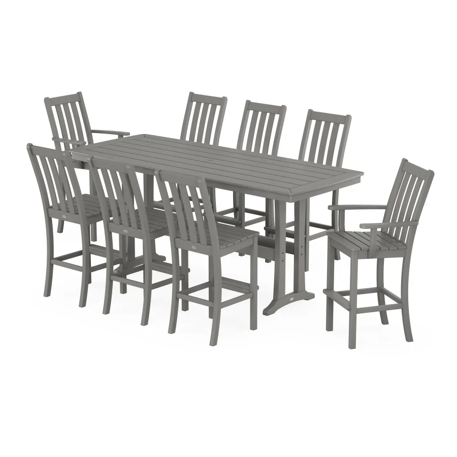 POLYWOOD Vineyard 9-Piece Bar Set with Trestle Legs