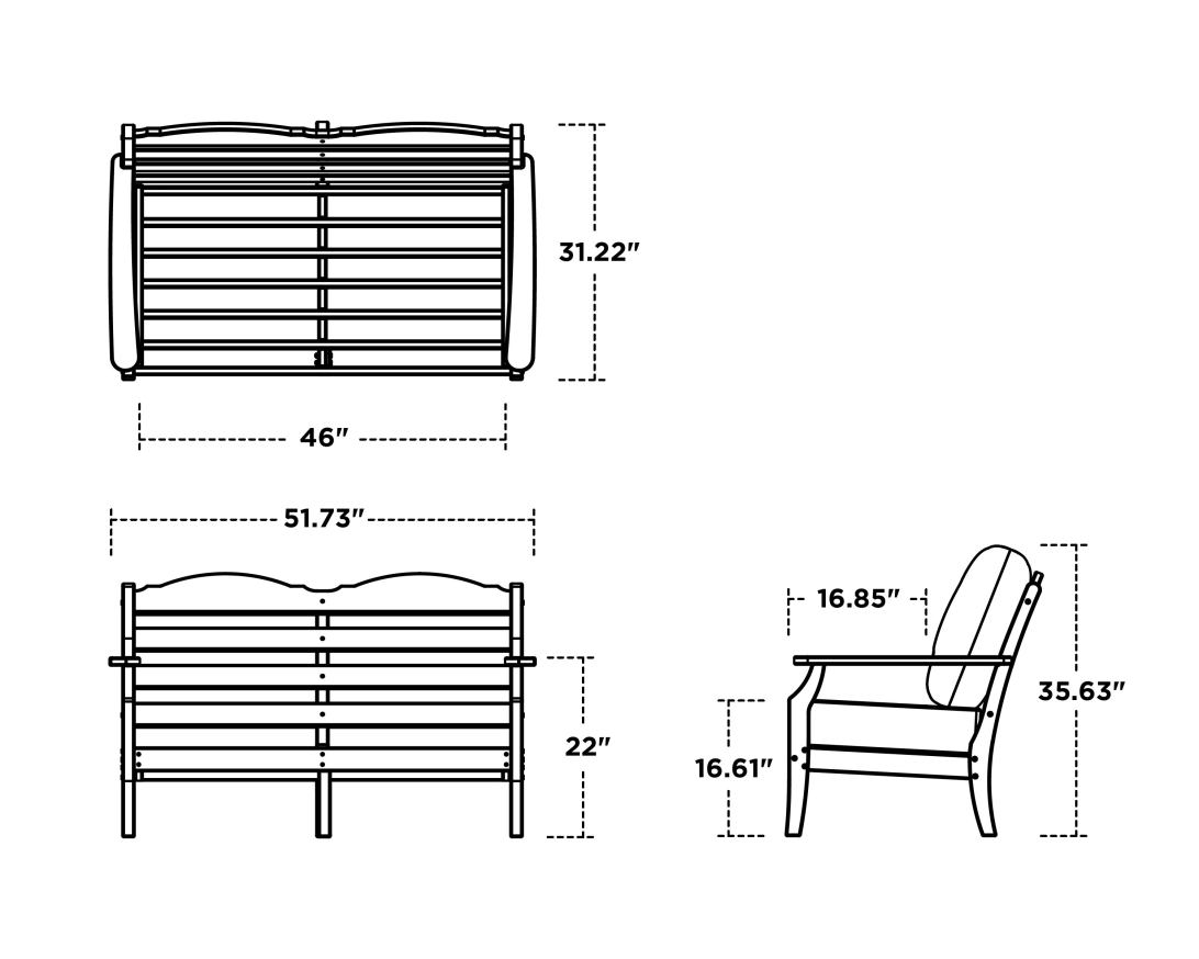 Dimensions for Savannah Deep Seating Loveseat