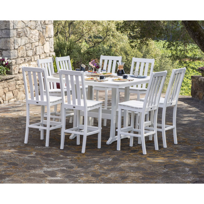 POLYWOOD Vineyard 9-Piece Nautical Trestle Bar Set in Vintage Finish