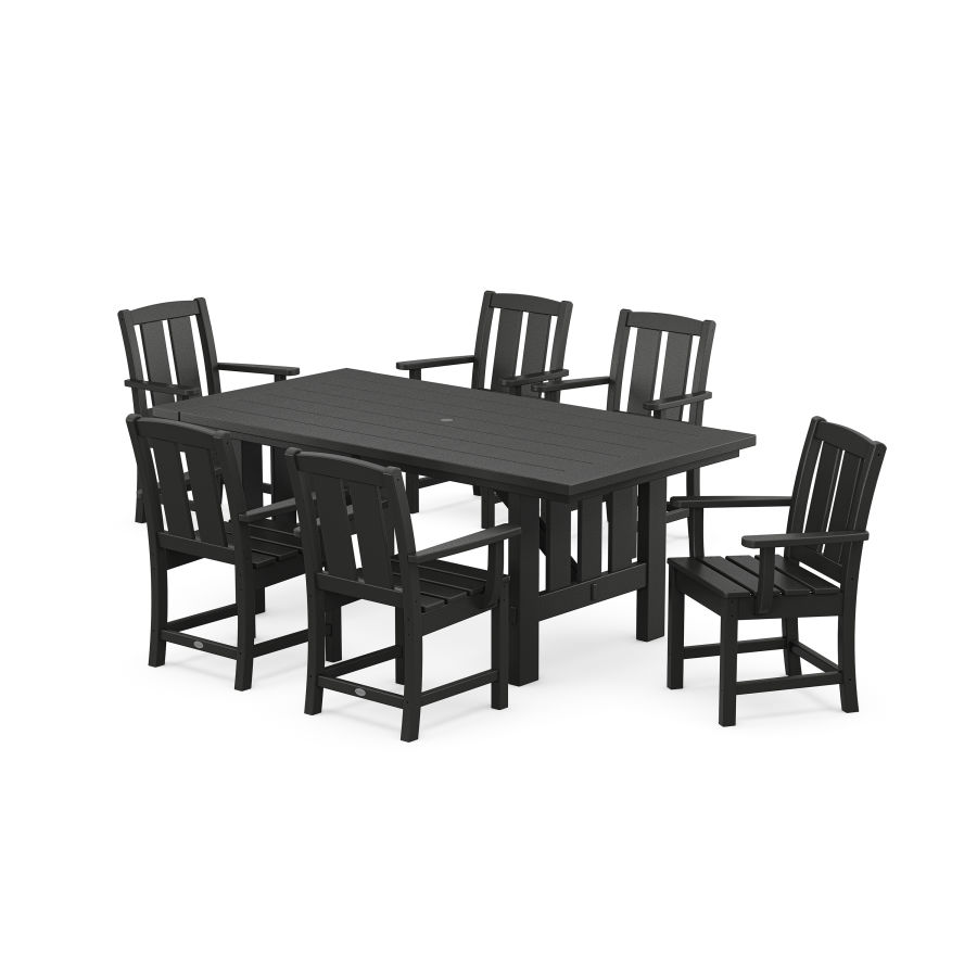 POLYWOOD Mission Arm Chair 7-Piece Mission Dining Set in Black