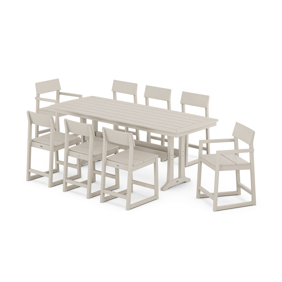 POLYWOOD EDGE 9-Piece Counter Set with Trestle Legs in Sand