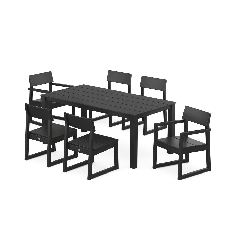POLYWOOD EDGE 7-Piece Parsons Dining Set in Black