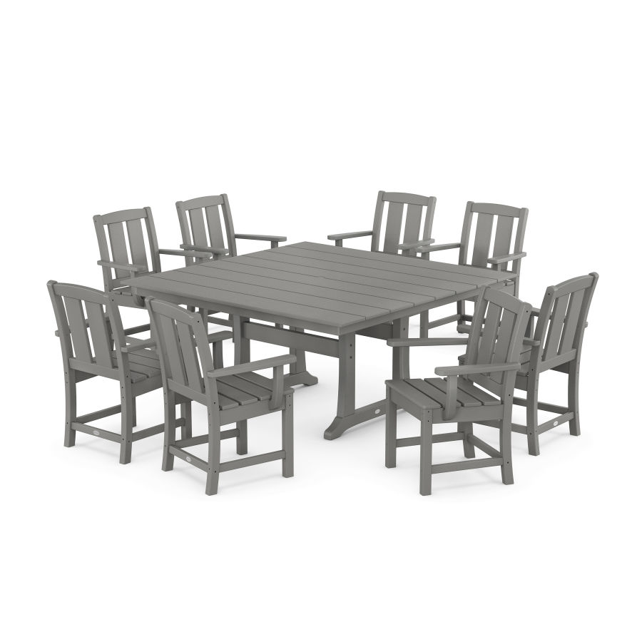 POLYWOOD Mission 9-Piece Square Farmhouse Dining Set with Trestle Legs