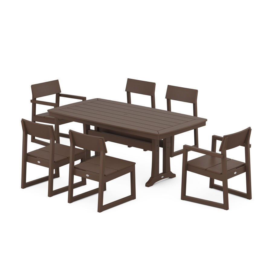 POLYWOOD EDGE 7-Piece Dining Set with Trestle Legs in Mahogany