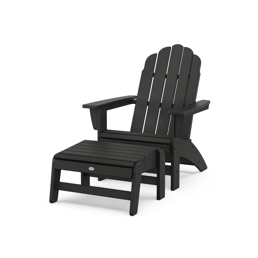 POLYWOOD Vineyard Grand Adirondack Chair with Ottoman in Black