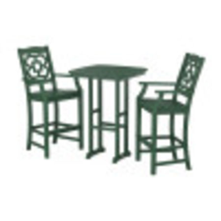 POLYWOOD Chinoiserie 3-Piece Bar Set in Green