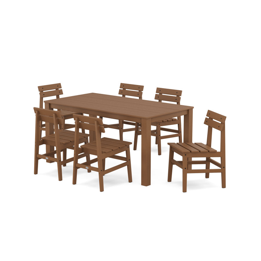 POLYWOOD Modern Studio Plaza Chair 7-Piece Parsons Table Dining Set in Teak