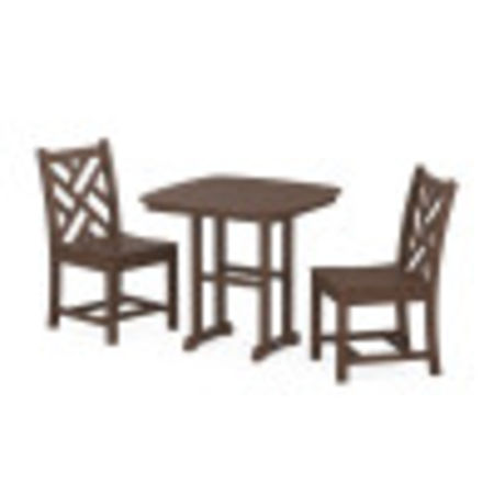 Chippendale Side Chair 3-Piece Dining Set in Mahogany