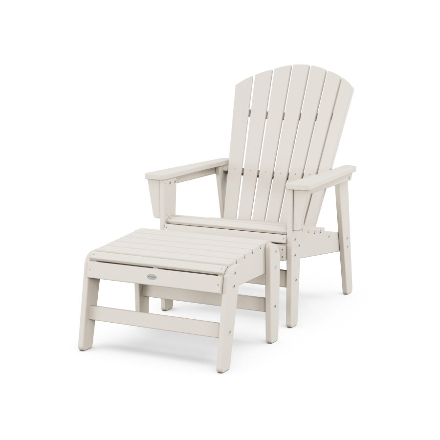 POLYWOOD Nautical Grand Upright Adirondack Chair with Ottoman in Sand