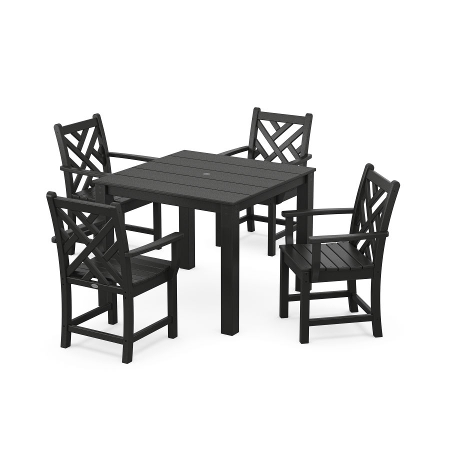POLYWOOD Chippendale 5-Piece Parsons Dining Set in Black