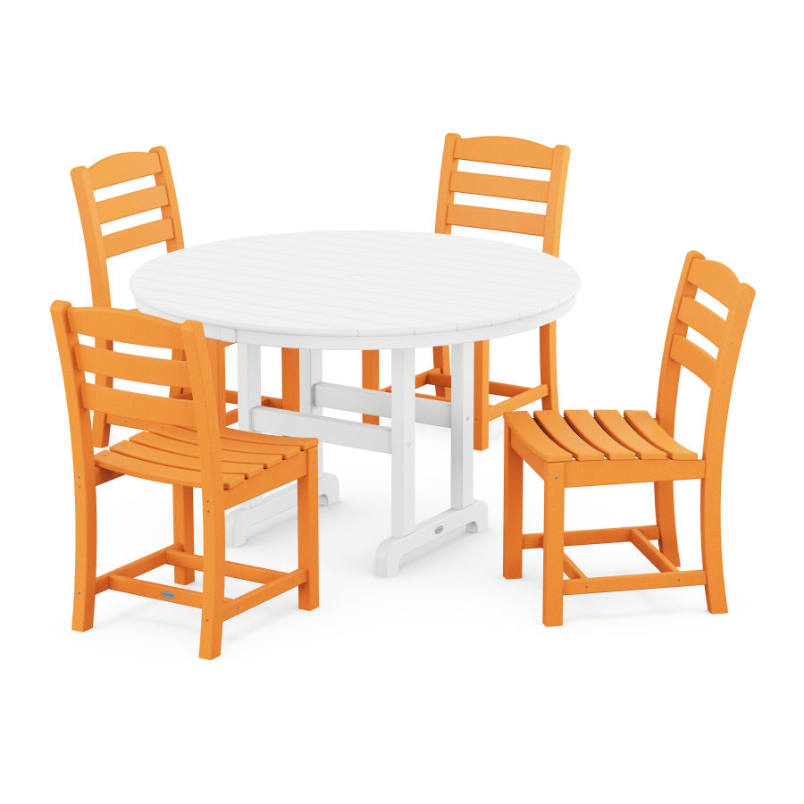 POLYWOOD La Casa Café Side Chair 5-Piece Round Dining Set in Tangerine
