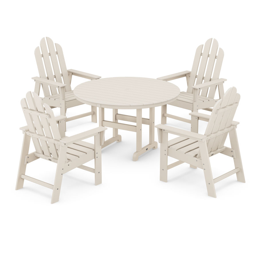POLYWOOD Long Island 5-Piece Round Farmhouse Dining Set in Sand