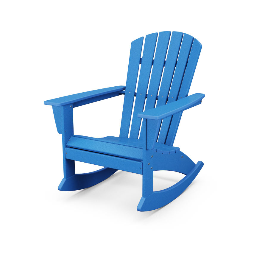 POLYWOOD Grant Park Traditional Curveback Adirondack Rocking Chair in Pacific Blue