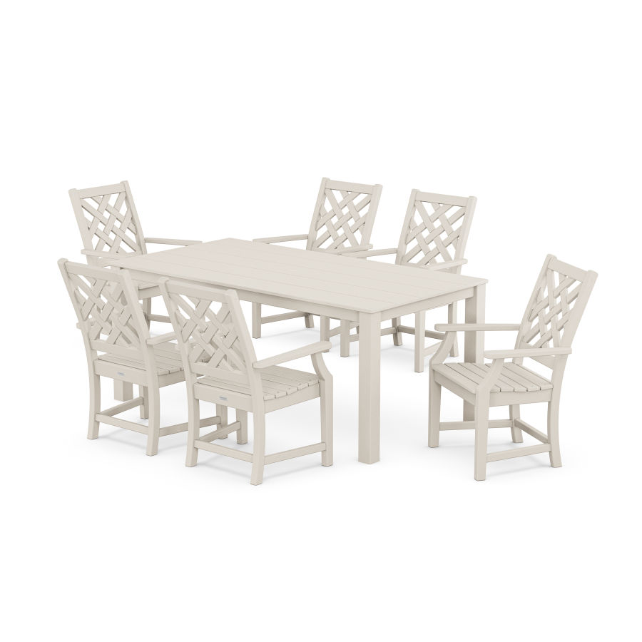 POLYWOOD Wovendale Arm Chair 7-Piece Parsons Dining Set in Sand